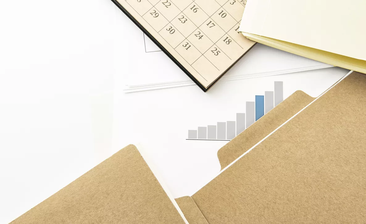  Folders, calendars, and graphs.
